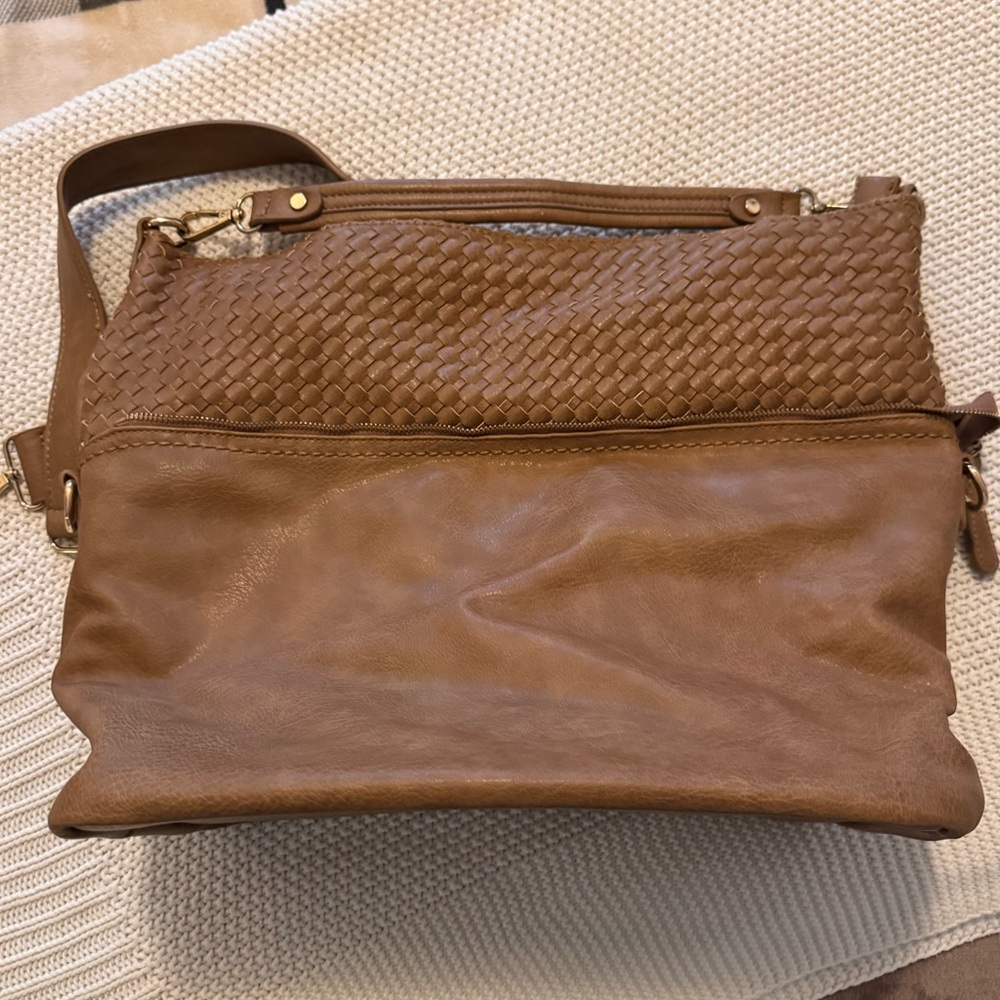 Elegant Brown Woven Leather Shoulder Bag